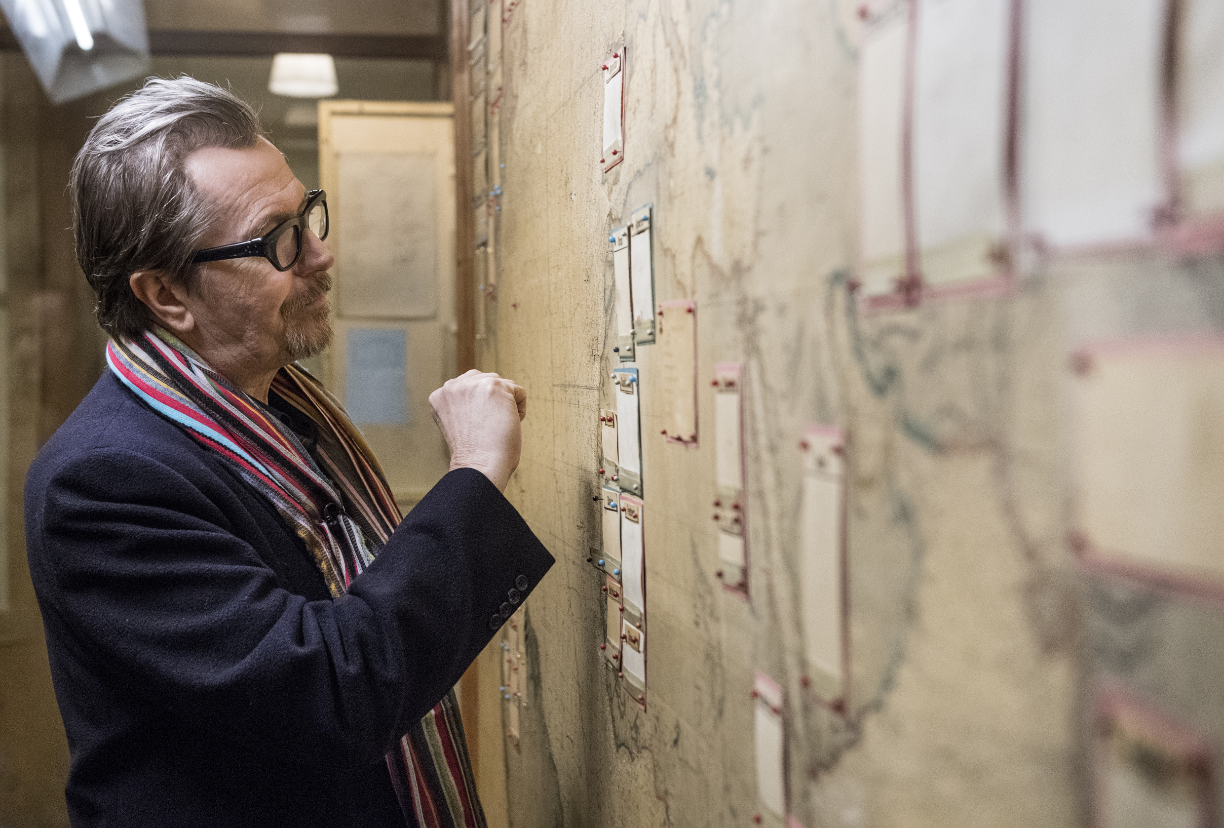 Actor Gary Oldman visits Churchill War Rooms during promotion for his film Darkest Hour