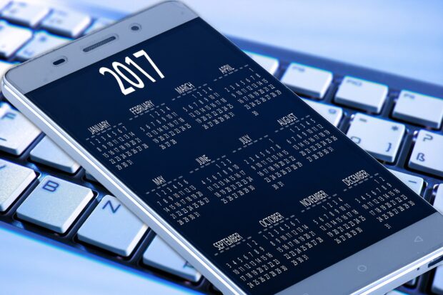 Tablet screen showing the 2017 calendar