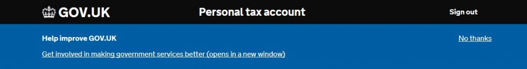 A screenshot of the banner placed on HMRC gov.uk pages