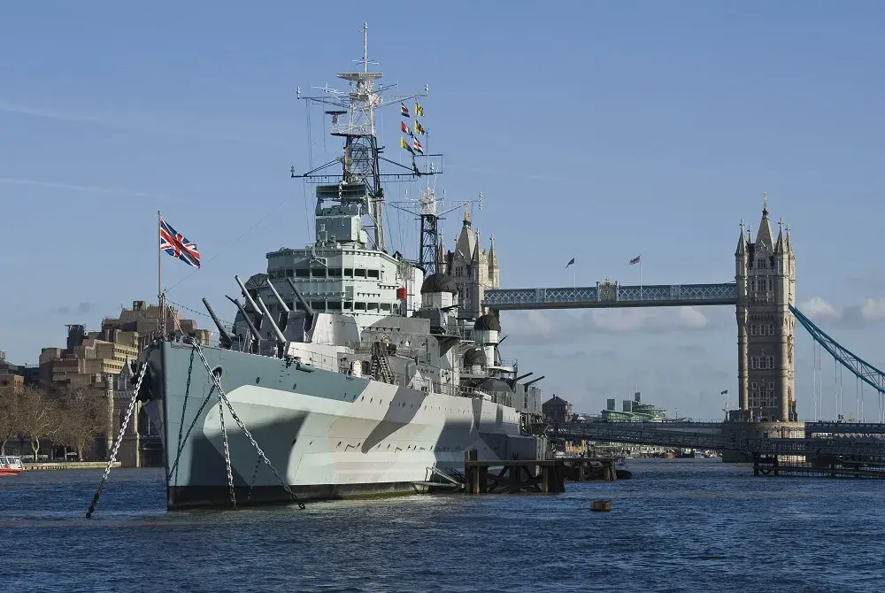 HMS Belfast with Tower Bridge behind