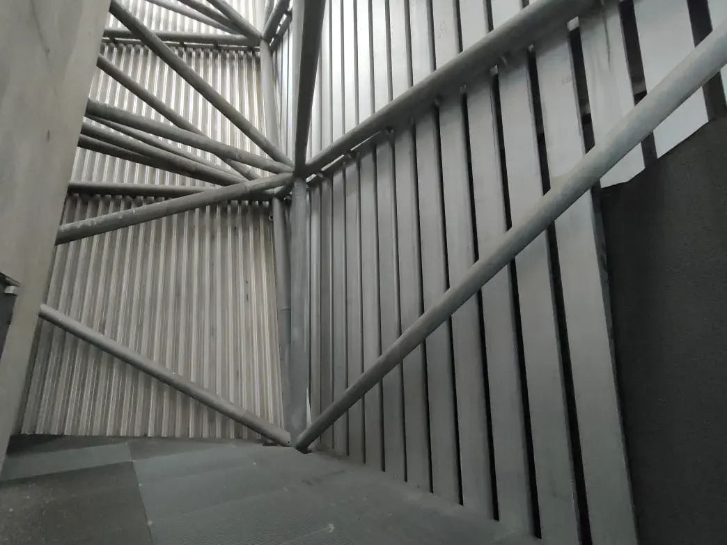 Interior shot of industrial aluminium clad AirShard at IWM North