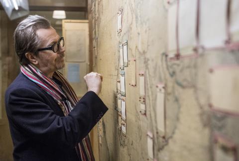 Actor Gary Oldman visits Churchill War Rooms during promotion for his film Darkest Hour