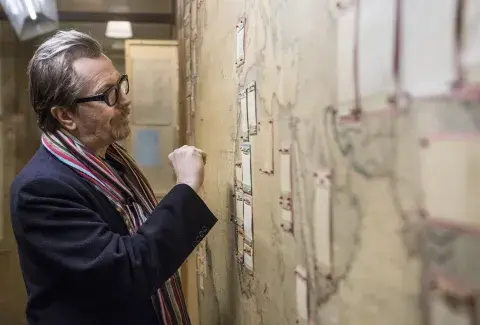 Actor Gary Oldman visits Churchill War Rooms during promotion for his film Darkest Hour