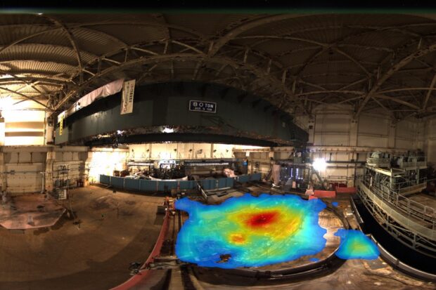 The lightweight laser scanner combined with gamma imaging shows, above, the distribution of radioactivity used internationally