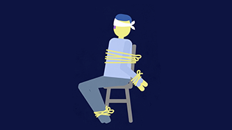 Kidnapped person tied up on a chair