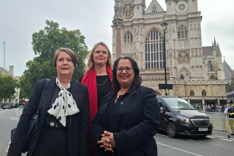 Sarah Goom, Caroline Croft and Mel Nebhrajani CB