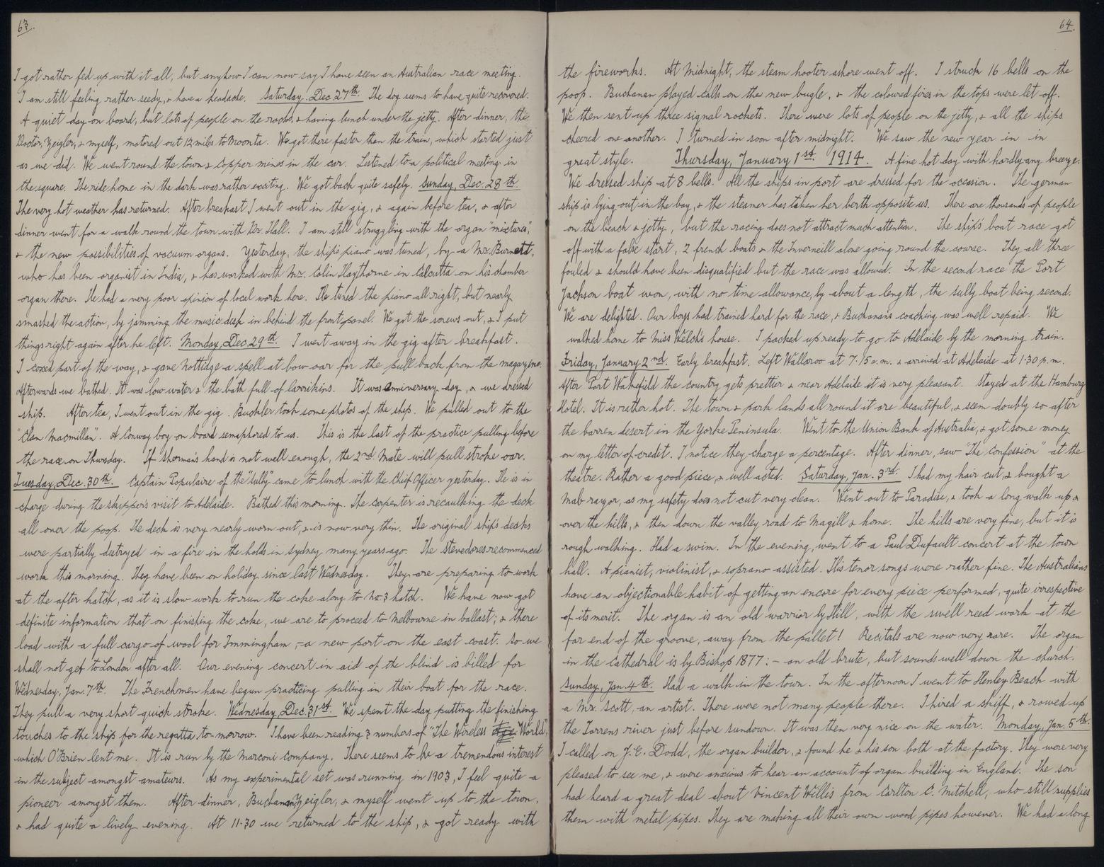 An image showing 'JOD/2; Albert Frank Duprey, Journal of Alfred Frank Duprey on the Devitt &amp; Moore cadet training ship PORT JACKSON, 1913-1914. 1913-08-29 - 1914-07-10'