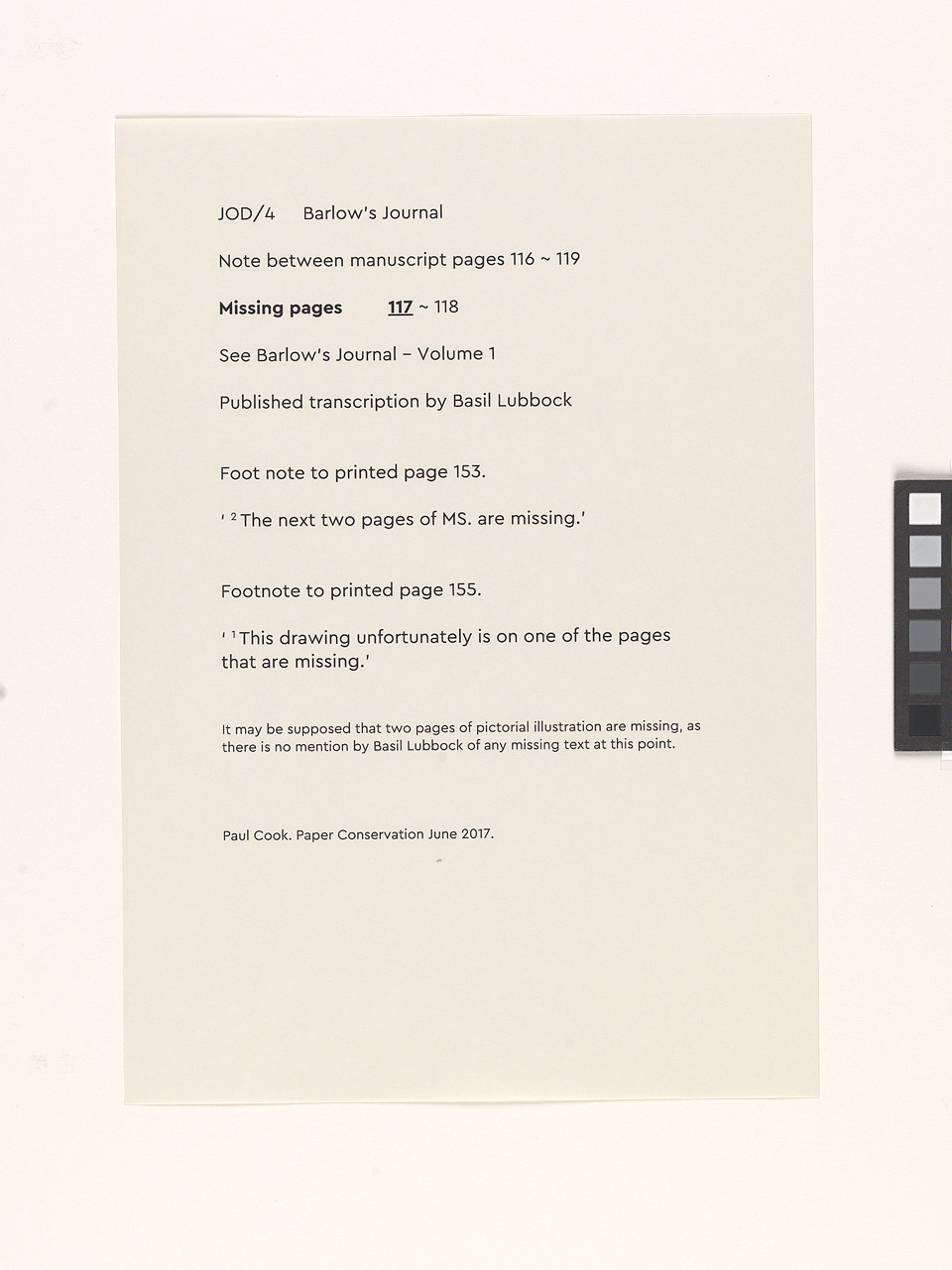 An image showing 'JOD/4; Barlows Journal. Dates 1659 to 1703.'