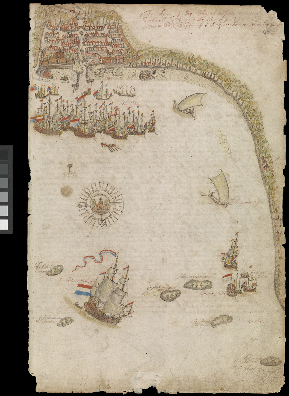 An image showing 'Barlow Journal f. 86.  The Manner of the Port of Batavia'
