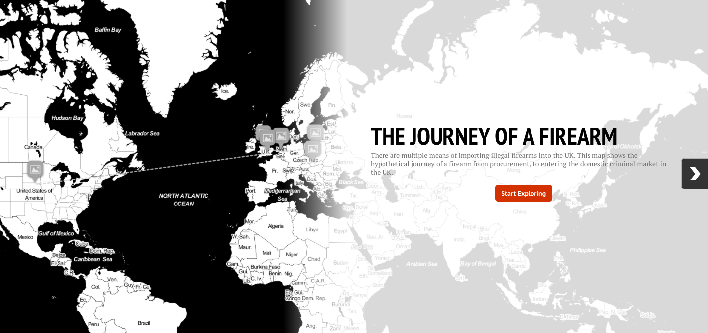 Follow the journey of illegal firearms into the UK