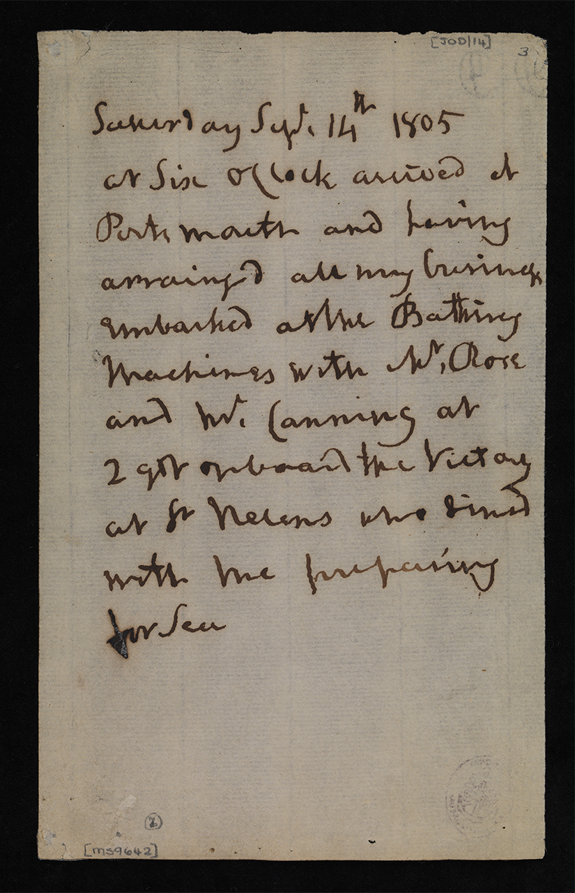 An image showing 'Nelson's journal and will 1805'