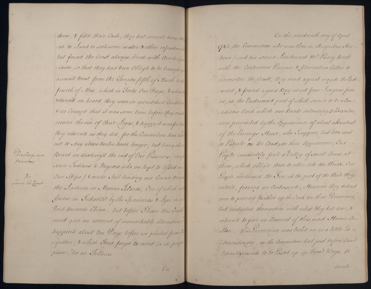 An image showing 'JOD/36; Account of Commodore George Anson's voyage round the world, 1740-1744. 1740-1744'