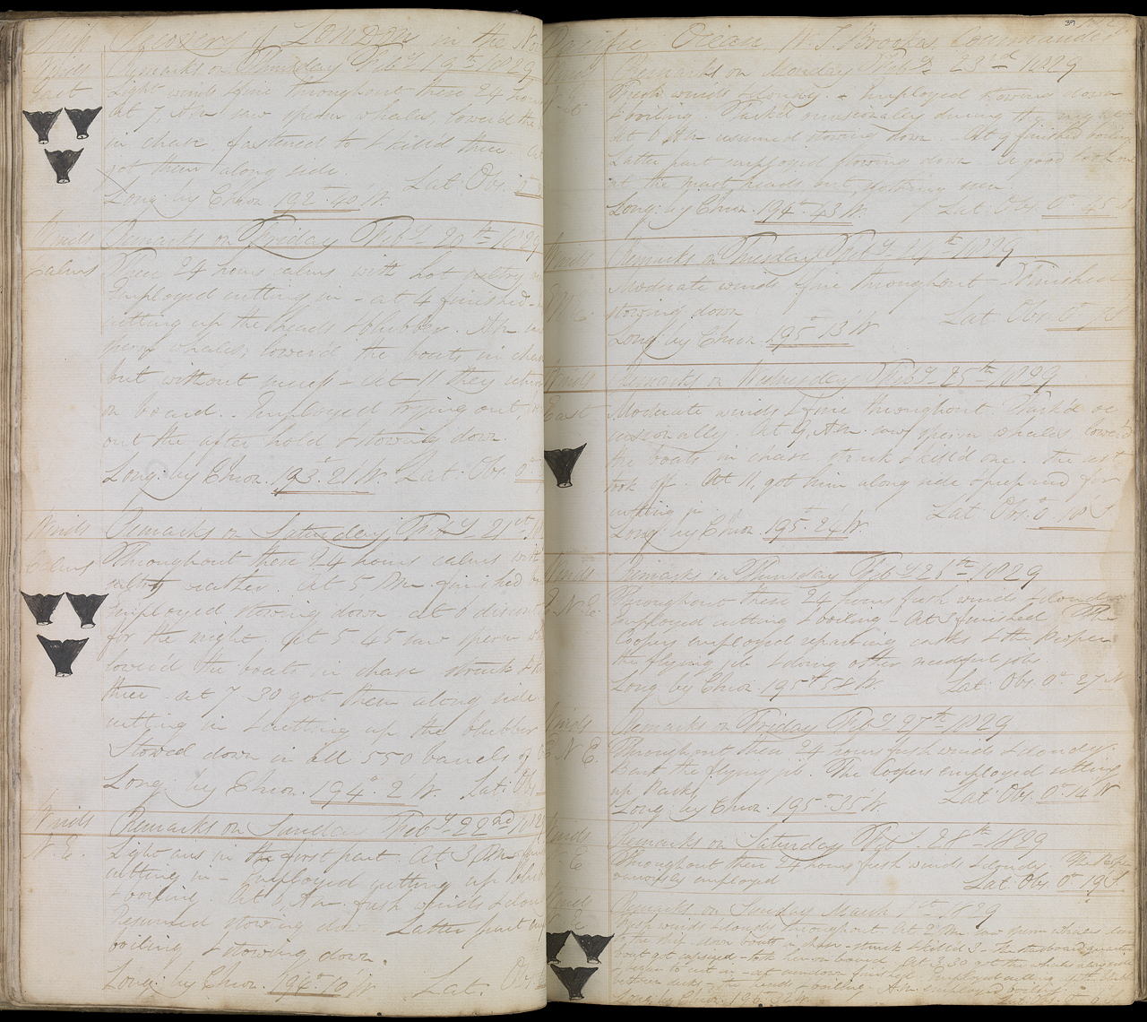 An image showing 'Jornal of a voyage to the south seas in Recovery - page 38 and 39'