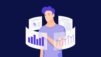 man analysing data