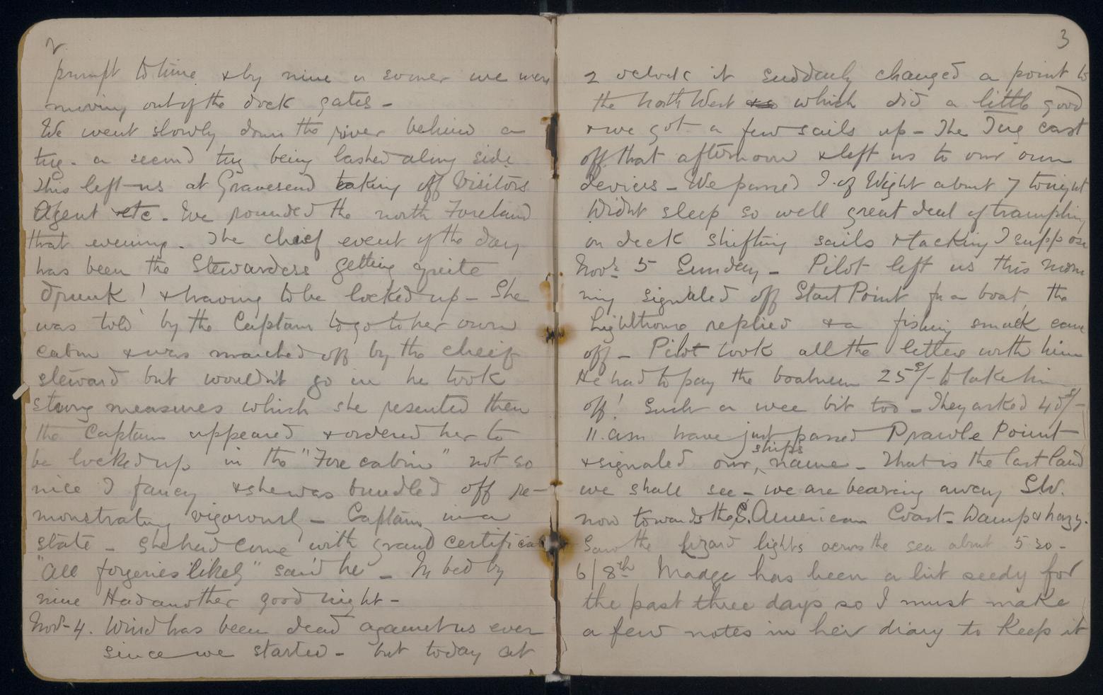 An image showing 'JOD/78; Diary of Mrs Margaret Colquhoun Macgillivray on a voyage on the TORRENS Clipper, London to Adelaide 1893. 1893'