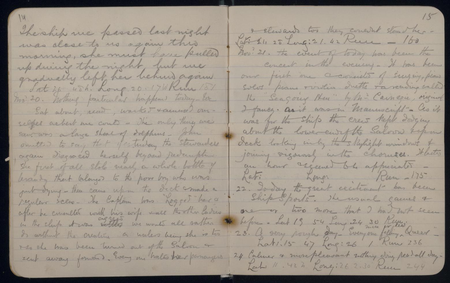 An image showing 'JOD/78; Diary of Mrs Margaret Colquhoun Macgillivray on a voyage on the TORRENS Clipper, London to Adelaide 1893. 1893'
