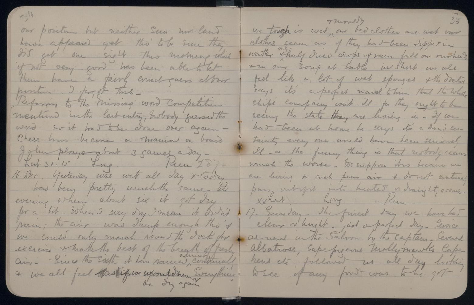 An image showing 'JOD/78; Diary of Mrs Margaret Colquhoun Macgillivray on a voyage on the TORRENS Clipper, London to Adelaide 1893. 1893'