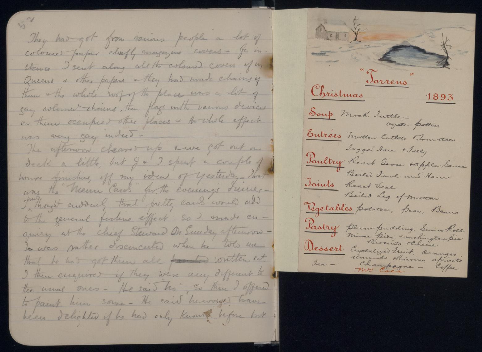 An image showing 'JOD/78; Diary of Mrs Margaret Colquhoun Macgillivray on a voyage on the TORRENS Clipper, London to Adelaide 1893. 1893'