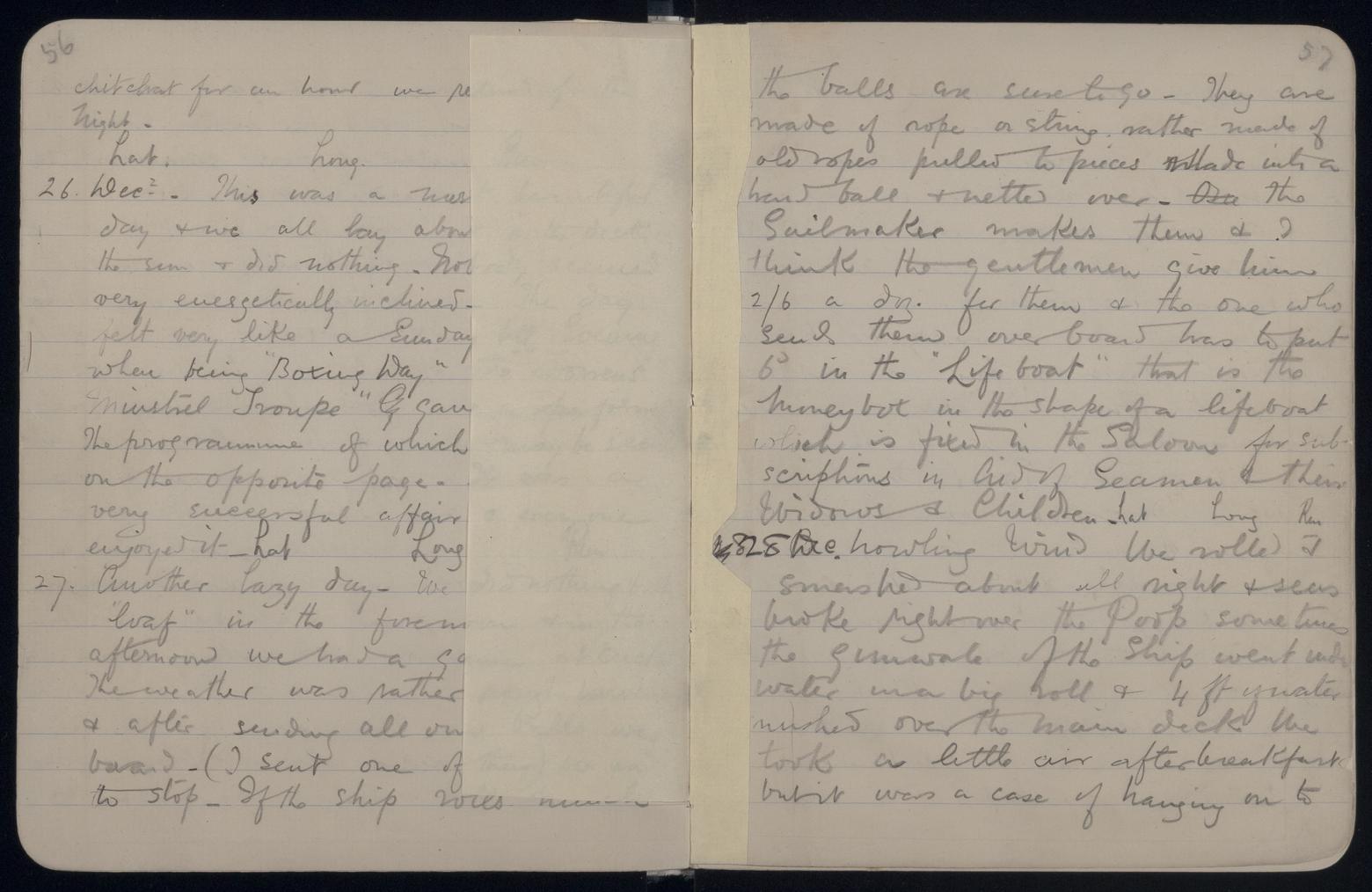 An image showing 'JOD/78; Diary of Mrs Margaret Colquhoun Macgillivray on a voyage on the TORRENS Clipper, London to Adelaide 1893. 1893'