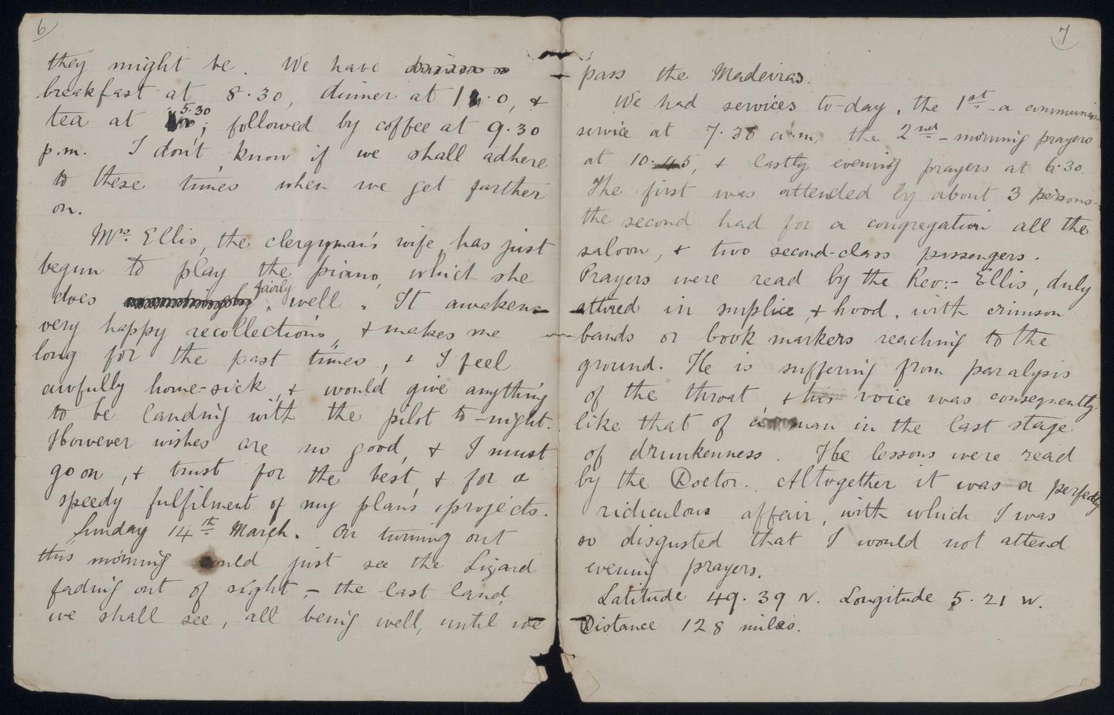An image showing 'JOD/82; Journal of Samuel William Pring, passenger, on board the BEN CRUACHAN, London to Sydney, March-June 1886. 1886-03-11 - 1886-06-11'