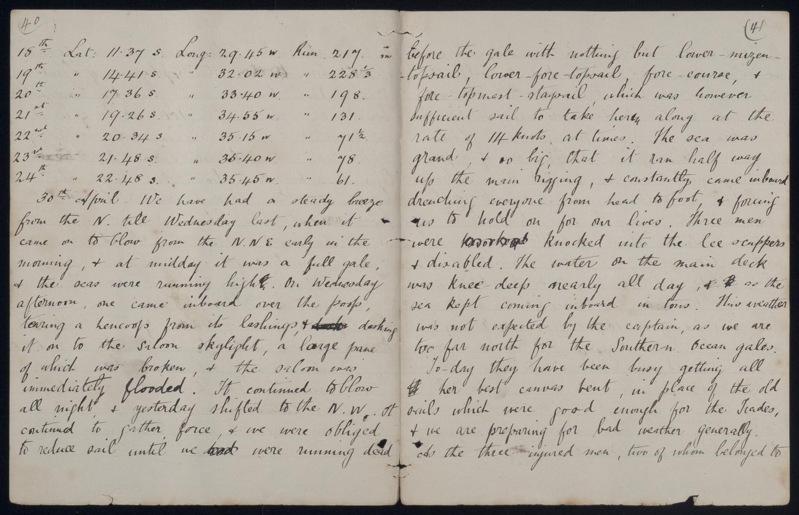 An image showing 'JOD/82; Journal of Samuel William Pring, passenger, on board the BEN CRUACHAN, London to Sydney, March-June 1886. 1886-03-11 - 1886-06-11'