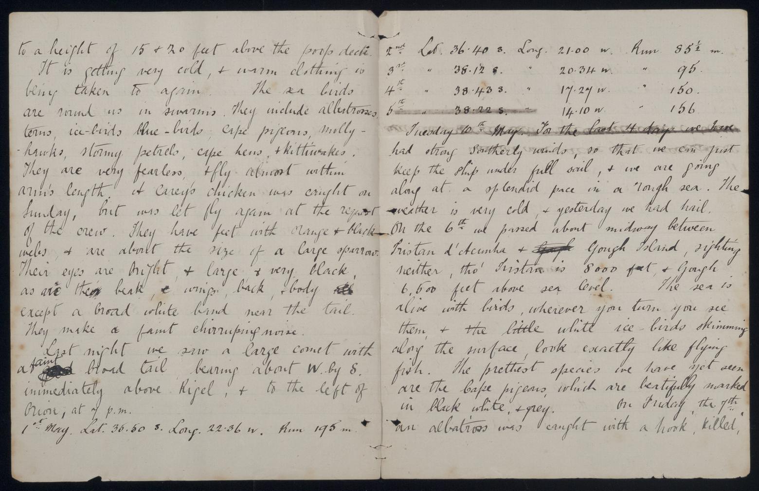 An image showing 'JOD/82; Journal of Samuel William Pring, passenger, on board the BEN CRUACHAN, London to Sydney, March-June 1886. 1886-03-11 - 1886-06-11'