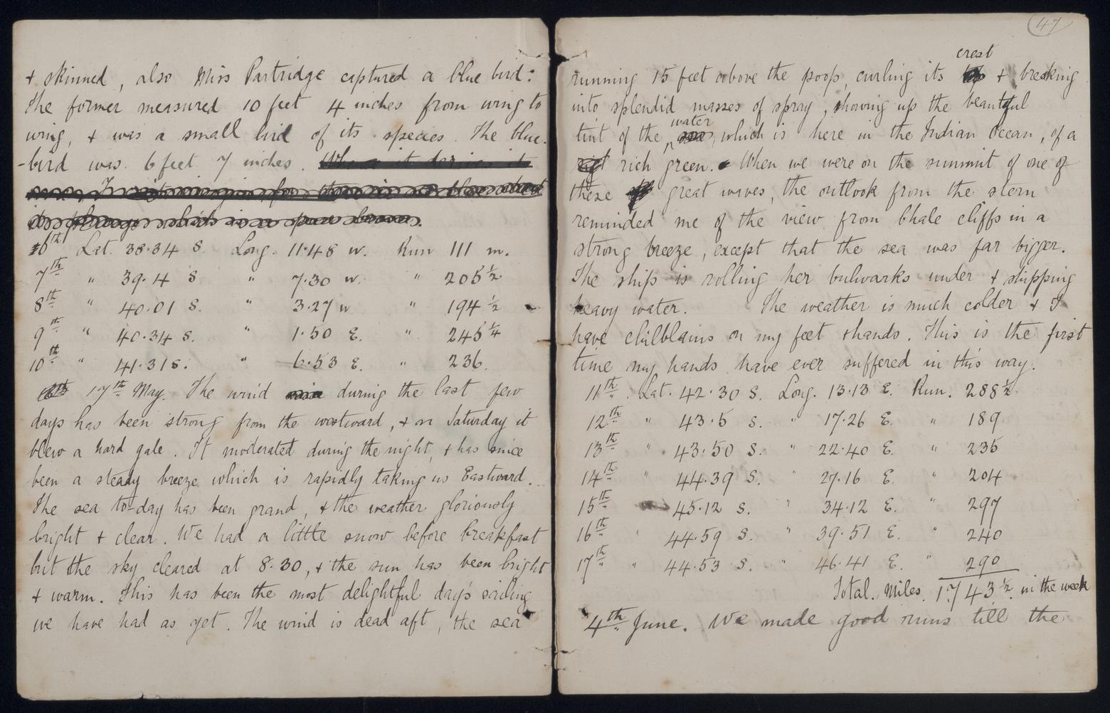 An image showing 'JOD/82; Journal of Samuel William Pring, passenger, on board the BEN CRUACHAN, London to Sydney, March-June 1886. 1886-03-11 - 1886-06-11'