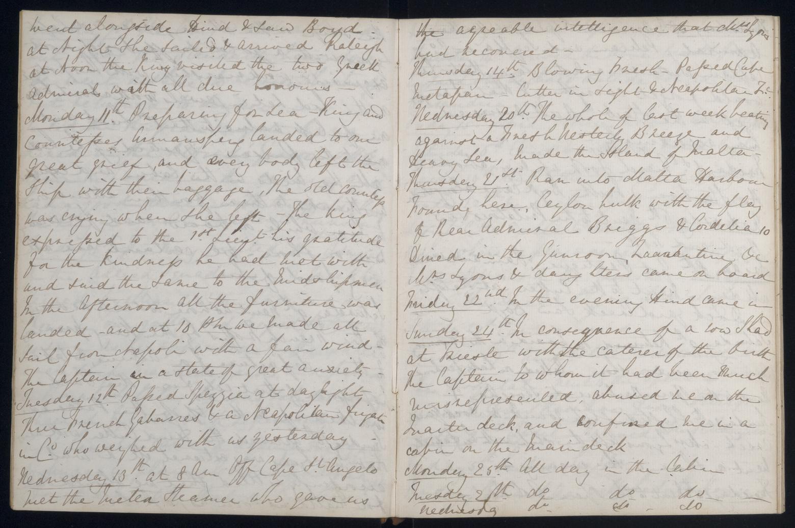 An image showing 'JOD/86; Captain James Fitzjames, Diary of Mid James Fitzjames HMS MADAGASCAR and HMS ST VINCENT, his return home and posting to the WINCHESTER, February 1833 - October 1834. 1833-02-01 - 1834-10-31'