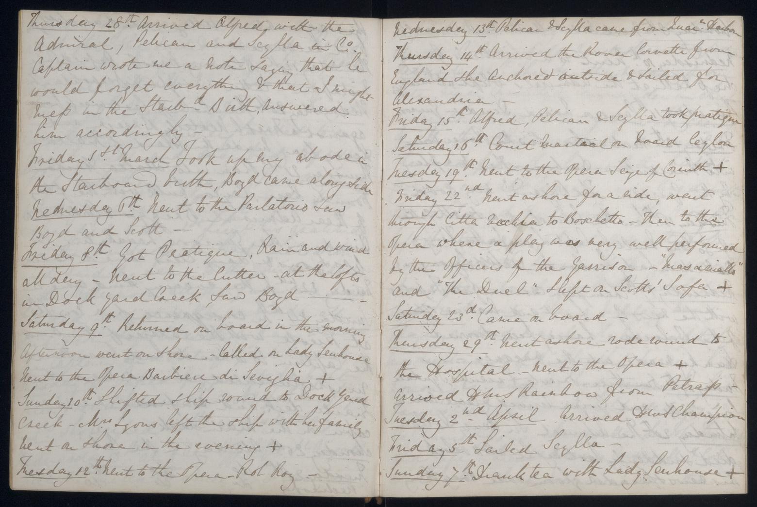 An image showing 'JOD/86; Captain James Fitzjames, Diary of Mid James Fitzjames HMS MADAGASCAR and HMS ST VINCENT, his return home and posting to the WINCHESTER, February 1833 - October 1834. 1833-02-01 - 1834-10-31'