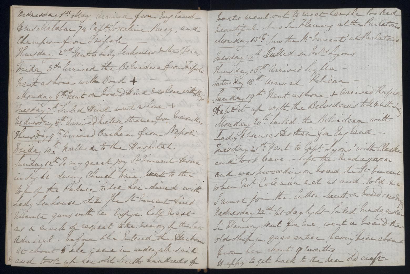 An image showing 'JOD/86; Captain James Fitzjames, Diary of Mid James Fitzjames HMS MADAGASCAR and HMS ST VINCENT, his return home and posting to the WINCHESTER, February 1833 - October 1834. 1833-02-01 - 1834-10-31'