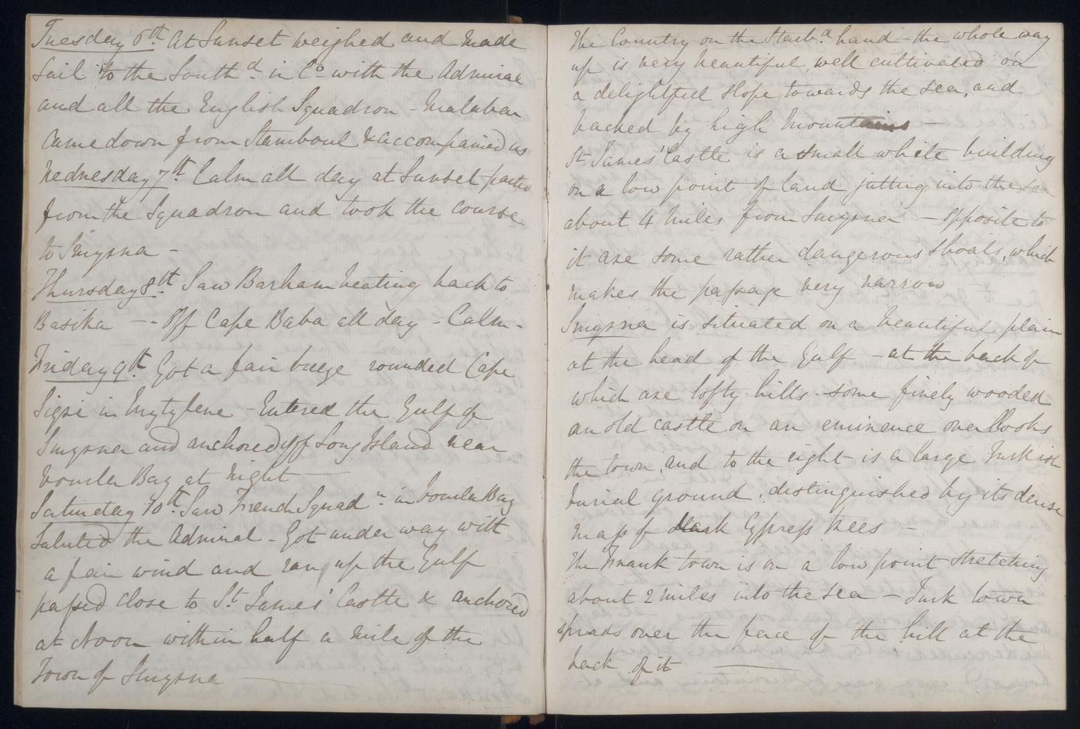 An image showing 'JOD/86; Captain James Fitzjames, Diary of Mid James Fitzjames HMS MADAGASCAR and HMS ST VINCENT, his return home and posting to the WINCHESTER, February 1833 - October 1834. 1833-02-01 - 1834-10-31'