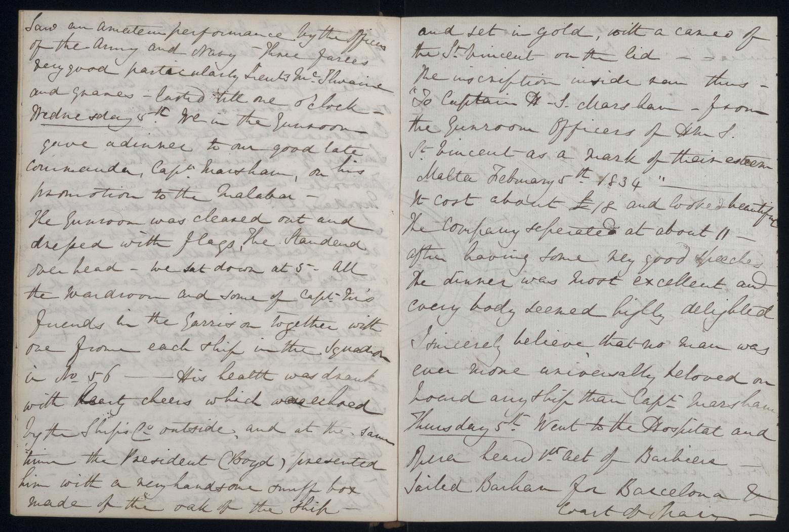 An image showing 'JOD/86; Captain James Fitzjames, Diary of Mid James Fitzjames HMS MADAGASCAR and HMS ST VINCENT, his return home and posting to the WINCHESTER, February 1833 - October 1834. 1833-02-01 - 1834-10-31'