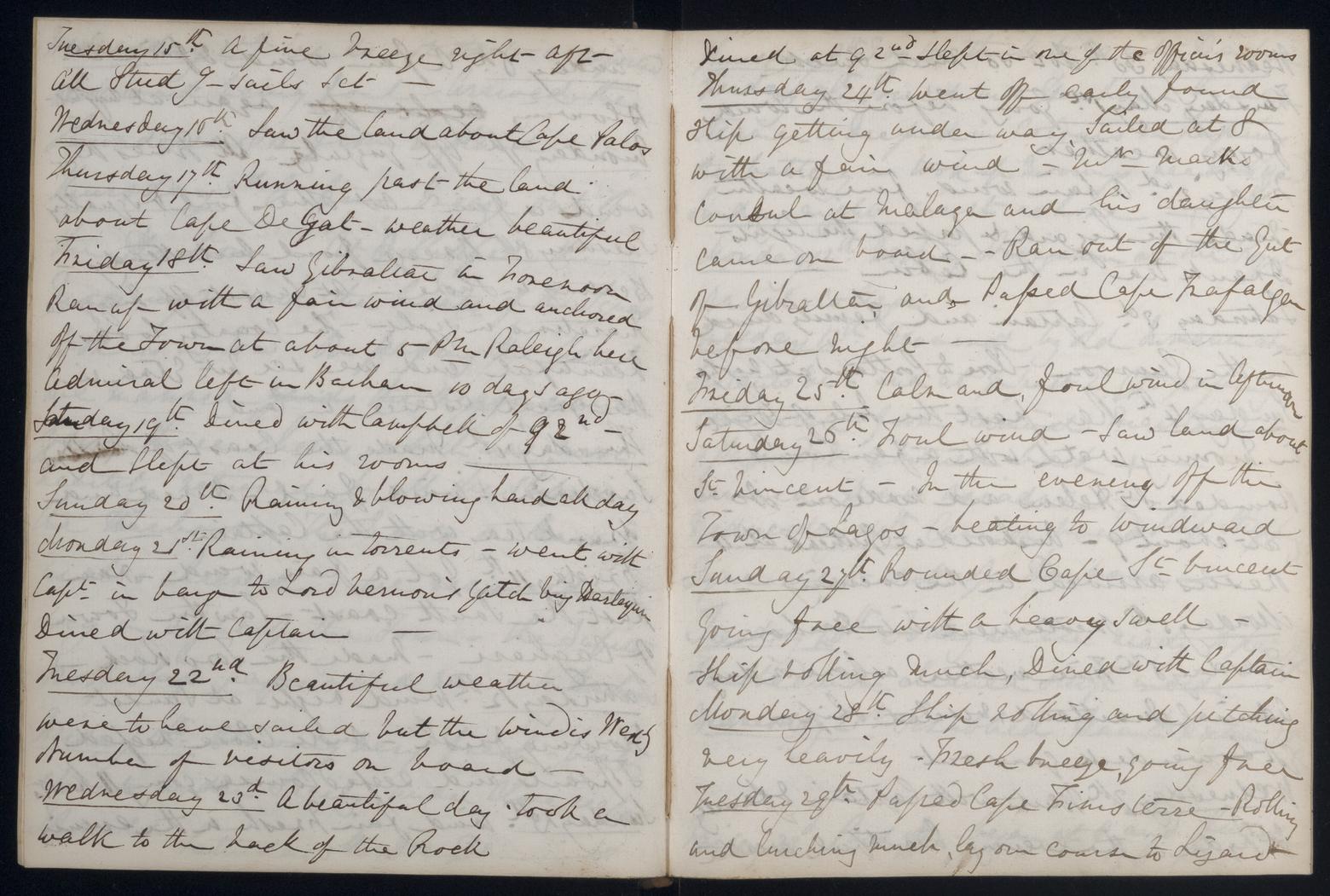 An image showing 'JOD/86; Captain James Fitzjames, Diary of Mid James Fitzjames HMS MADAGASCAR and HMS ST VINCENT, his return home and posting to the WINCHESTER, February 1833 - October 1834. 1833-02-01 - 1834-10-31'