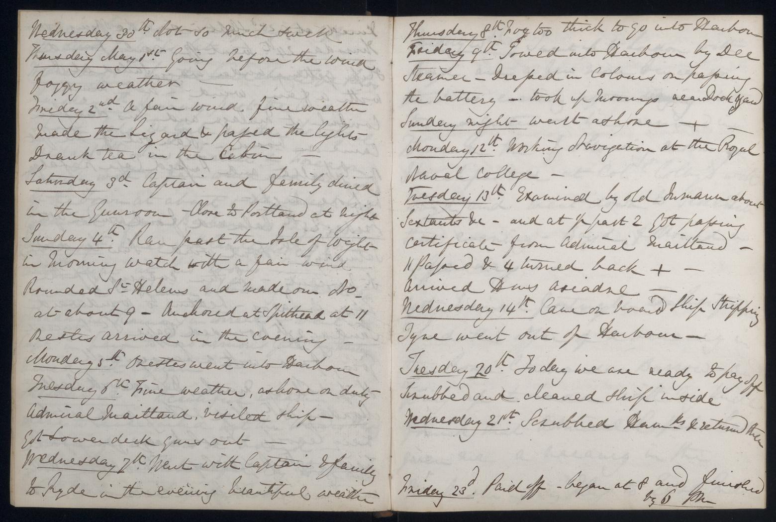 An image showing 'JOD/86; Captain James Fitzjames, Diary of Mid James Fitzjames HMS MADAGASCAR and HMS ST VINCENT, his return home and posting to the WINCHESTER, February 1833 - October 1834. 1833-02-01 - 1834-10-31'