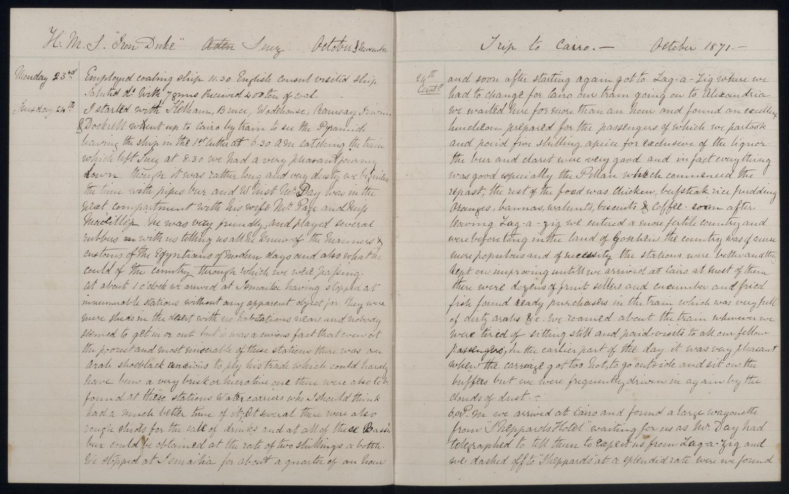 An image showing 'JOD/95; Journals and memoranda relating to Captain John Masterman, HMS IRON DUKE AND HMS BULLFROG, 1871-1888 1871-1888'