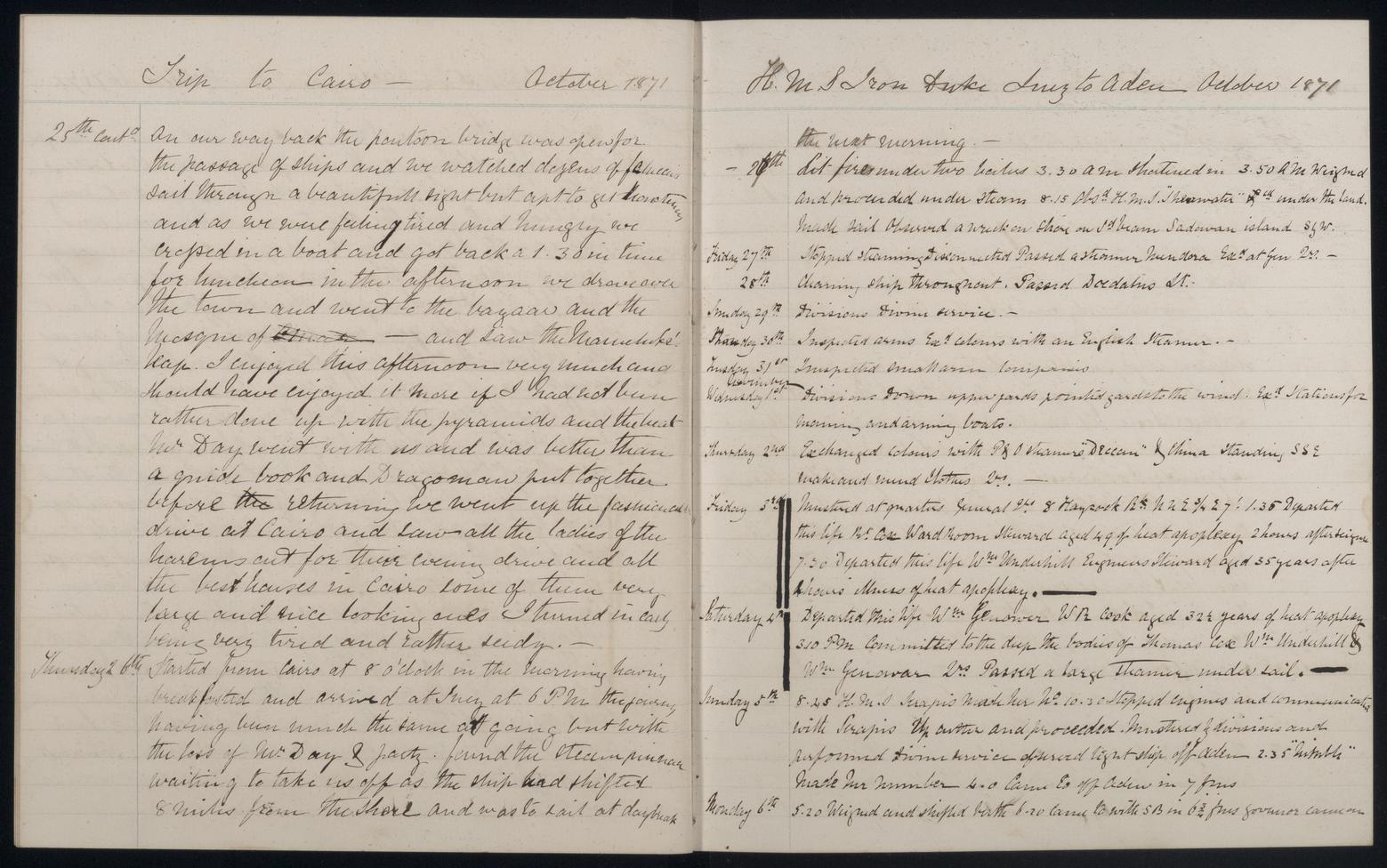 An image showing 'JOD/95; Journals and memoranda relating to Captain John Masterman, HMS IRON DUKE AND HMS BULLFROG, 1871-1888 1871-1888'