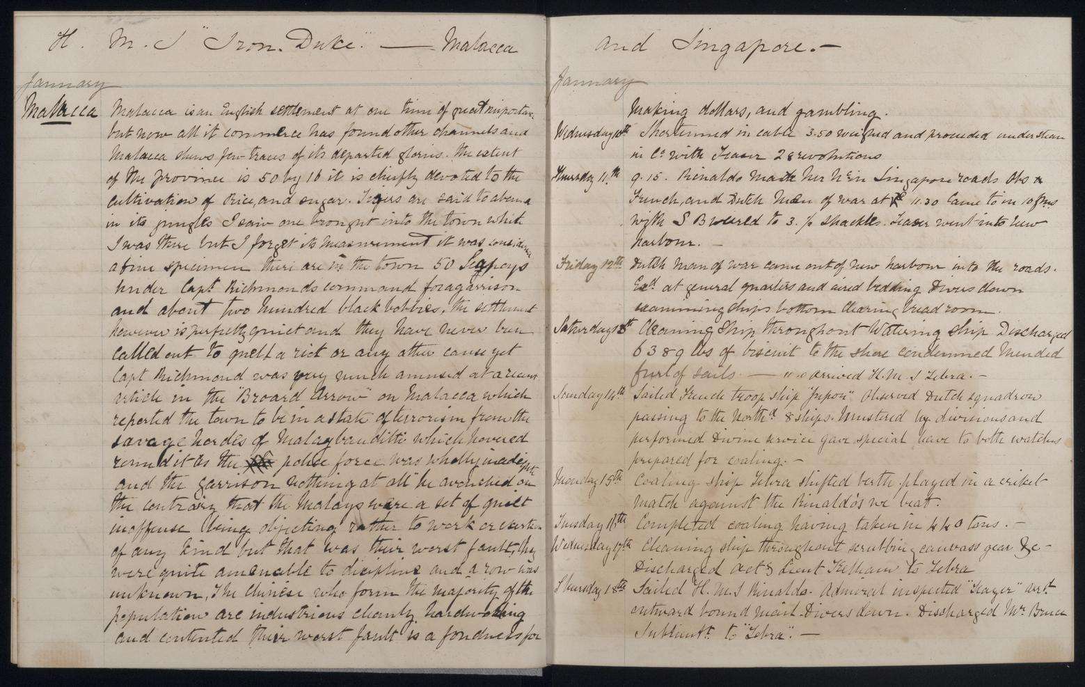 An image showing 'JOD/95; Journals and memoranda relating to Captain John Masterman, HMS IRON DUKE AND HMS BULLFROG, 1871-1888 1871-1888'