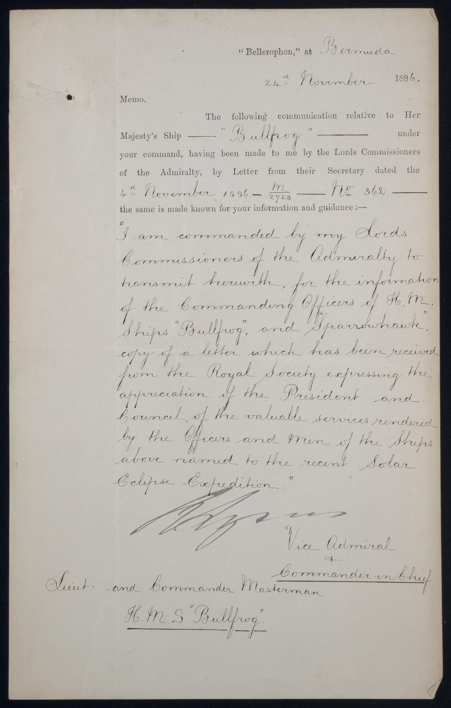 An image showing 'JOD/95; Journals and memoranda relating to Captain John Masterman, HMS IRON DUKE AND HMS BULLFROG, 1871-1888 1871-1888'