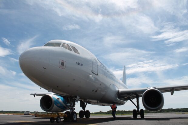 Aeroplane on landing strip