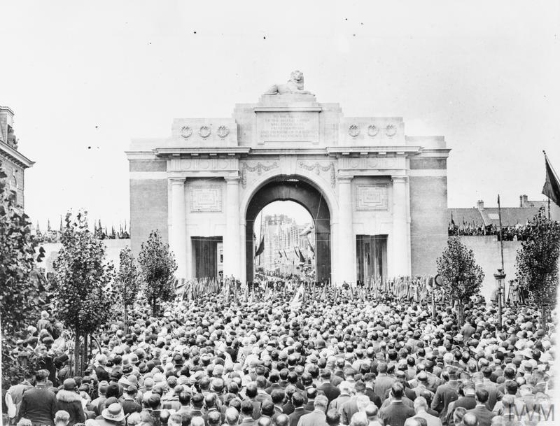 Crowds gather at a service at the Menin Gate in Ypres during a British Legion pilgrimage