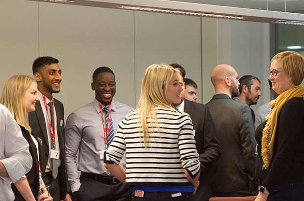 People talking at a Digital graduate recruitment event