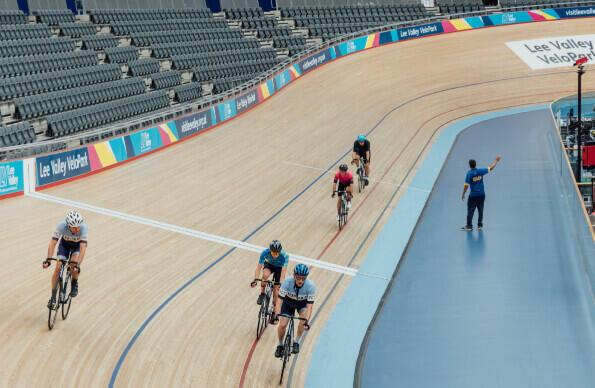 Indoor racing at Lee Valley Velo Park