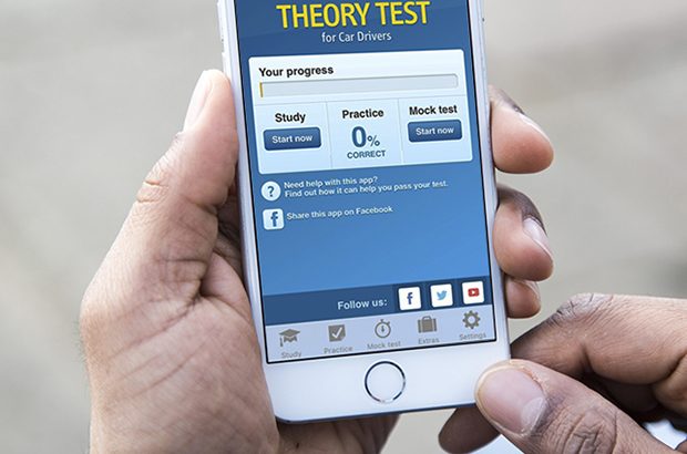 DVSA theory test app being used on a mobile phone