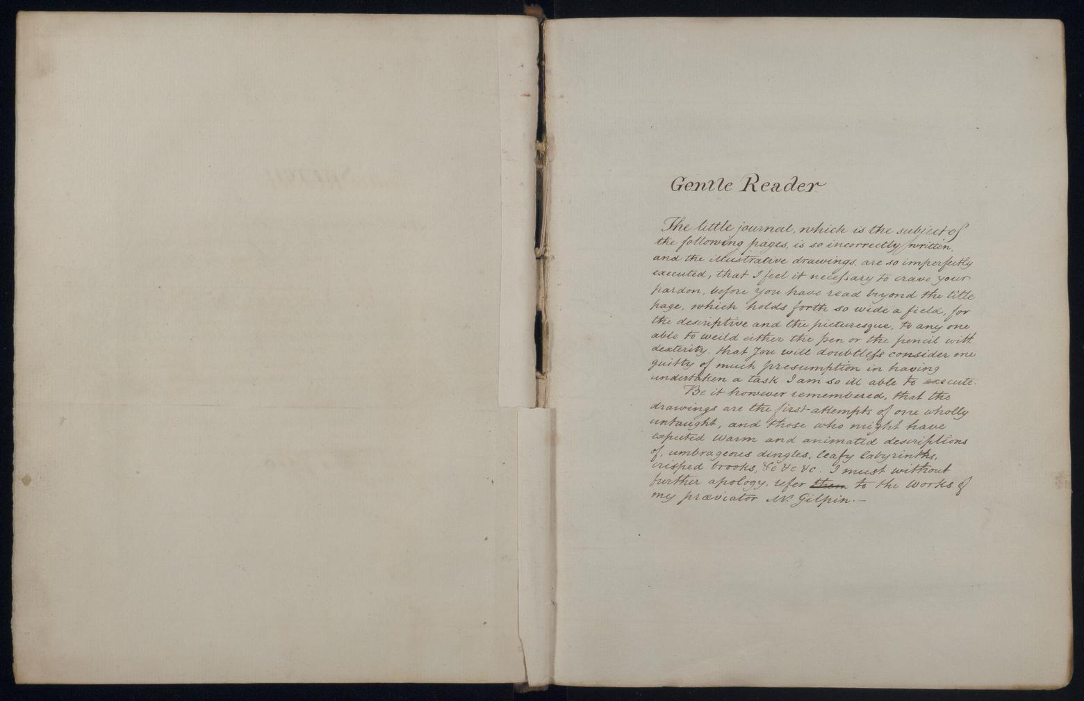 An image showing 'JOD/334; Edward Hawke Locker, Travel Journal of Edward Hawke Locker, 1798, on tour around the UK with his father William Locker containing some of his first watercolour sketches. 1798-08-06 - 1798-10-06'