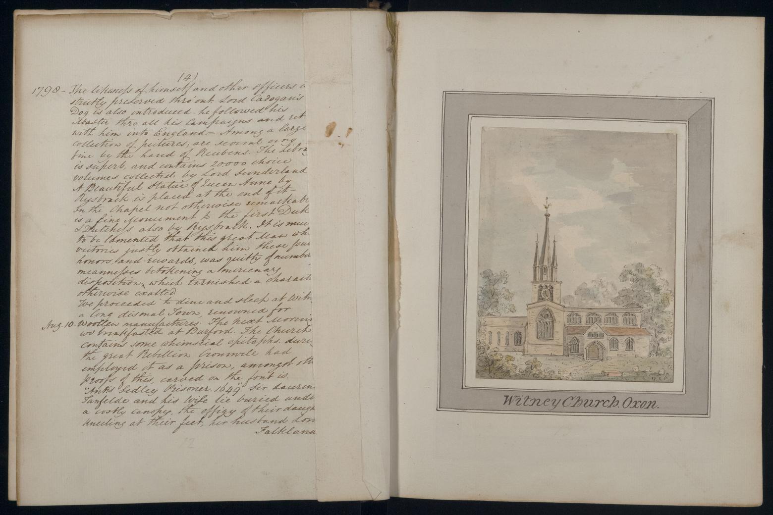 An image showing 'JOD/334; Edward Hawke Locker, Travel Journal of Edward Hawke Locker, 1798, on tour around the UK with his father William Locker containing some of his first watercolour sketches. 1798-08-06 - 1798-10-06'