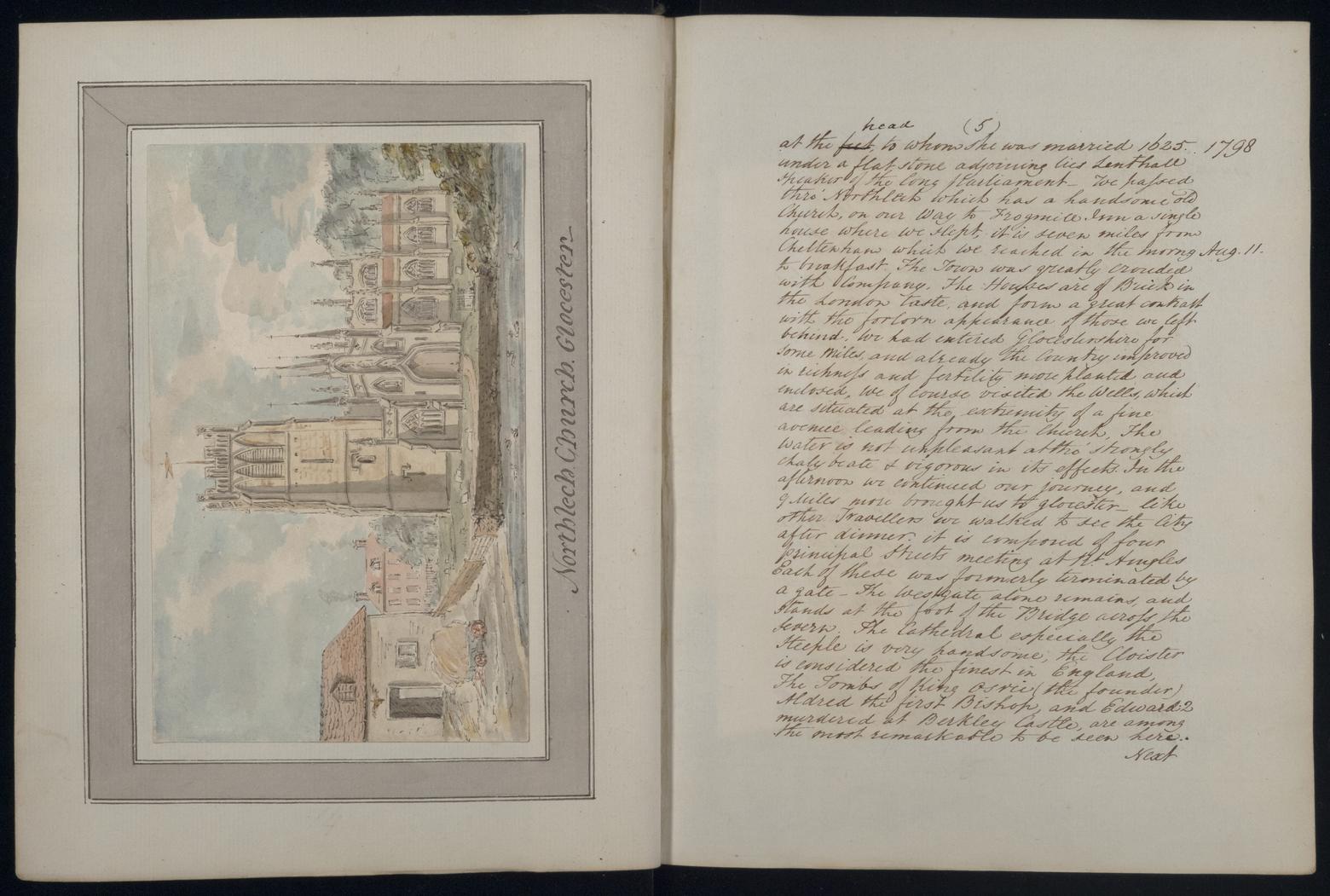 An image showing 'JOD/334; Edward Hawke Locker, Travel Journal of Edward Hawke Locker, 1798, on tour around the UK with his father William Locker containing some of his first watercolour sketches. 1798-08-06 - 1798-10-06'