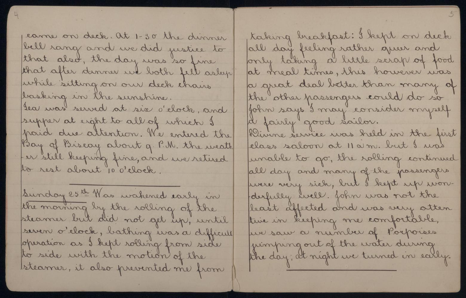 An image showing 'JOD/339; Diary of a voyage in the REWA by passenger Annie Elizabeth Paterson, London to Rangoon, 1892. 1892'