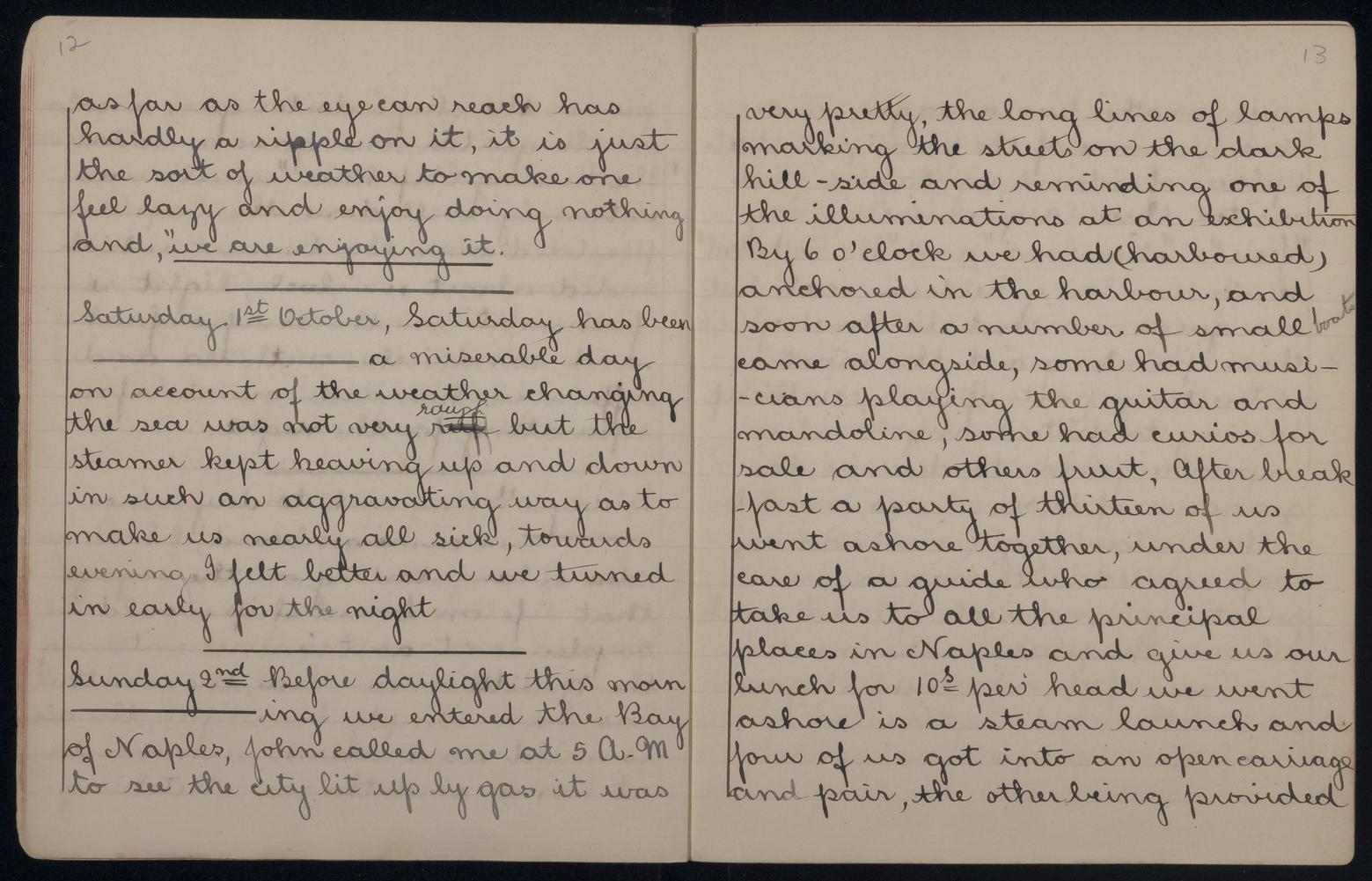 An image showing 'JOD/339; Diary of a voyage in the REWA by passenger Annie Elizabeth Paterson, London to Rangoon, 1892. 1892'