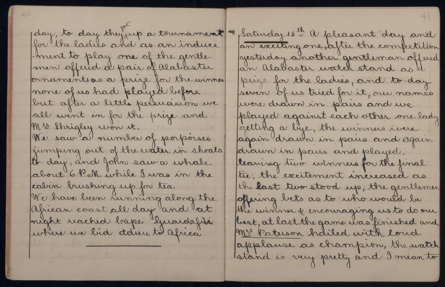 An image showing 'JOD/339; Diary of a voyage in the REWA by passenger Annie Elizabeth Paterson, London to Rangoon, 1892. 1892'