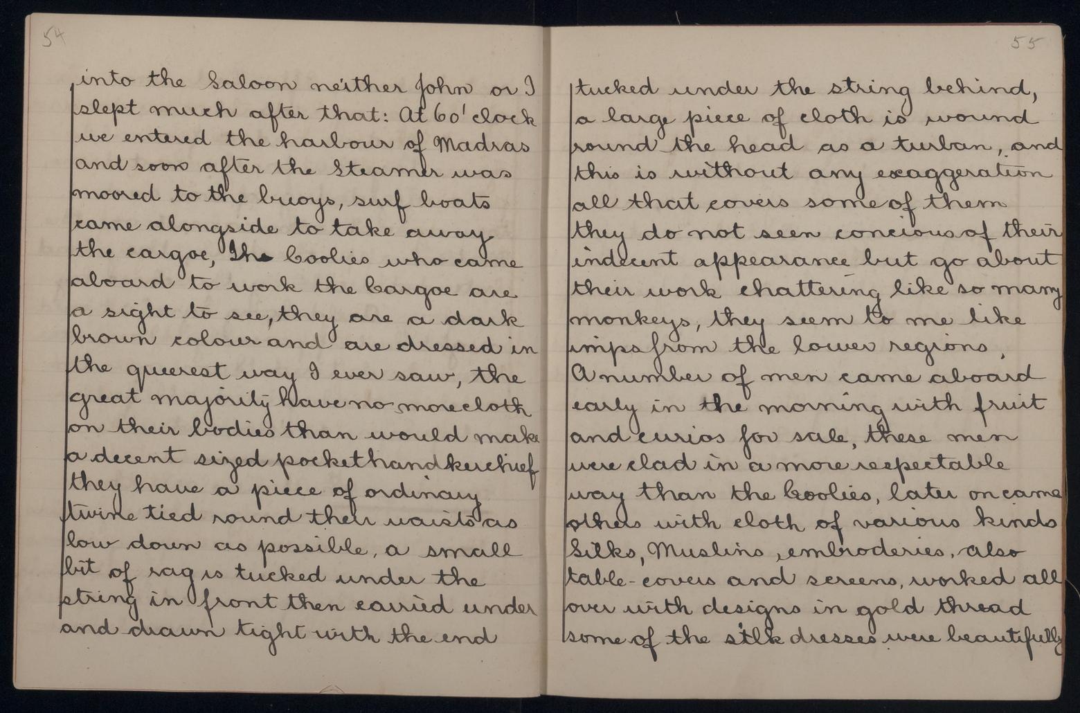 An image showing 'JOD/339; Diary of a voyage in the REWA by passenger Annie Elizabeth Paterson, London to Rangoon, 1892. 1892'